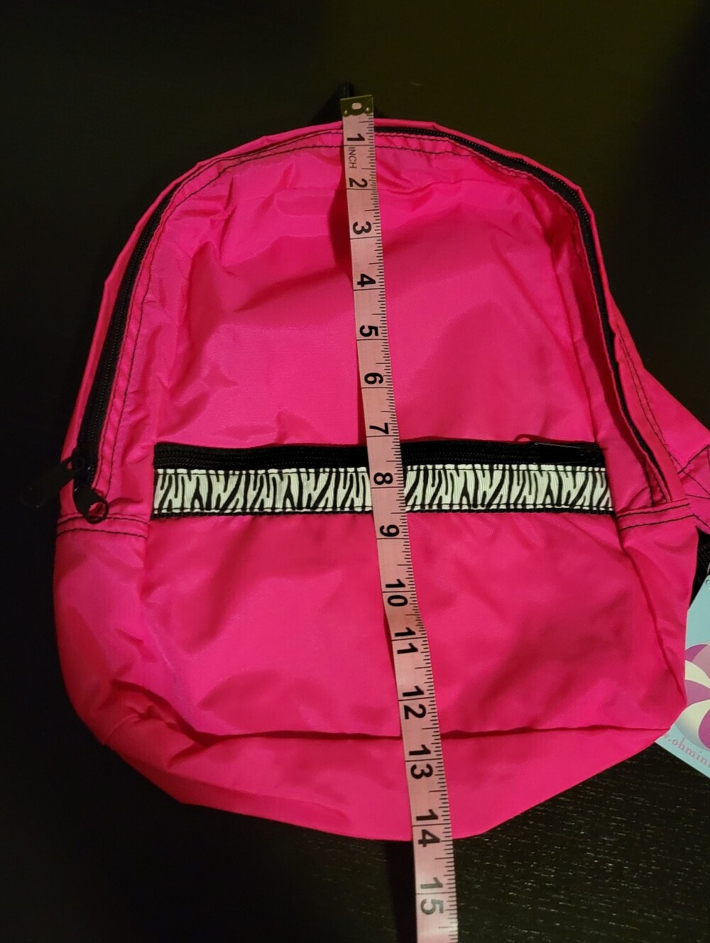 NEW Pink Backpack with Zebra Accent Small Front Zipper Pouch. Back To School